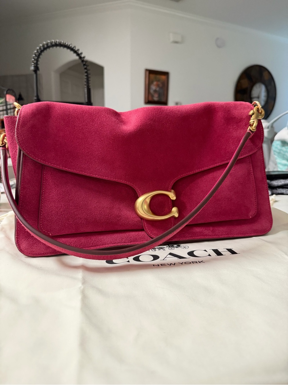 Coach Suede Tabby 36 in Fuchsia